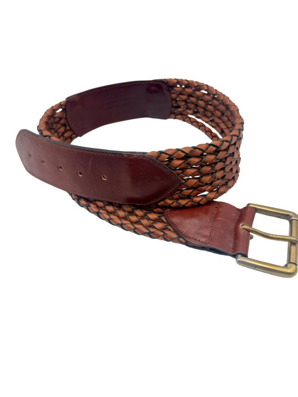 Vintage Women's Multi-strand Leather Belt Braided Rope 2" Wide BOHO Brown Size M